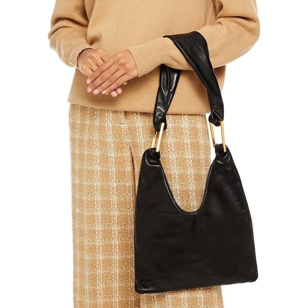 BY FAR Black Leather Ava Shoulder Bag